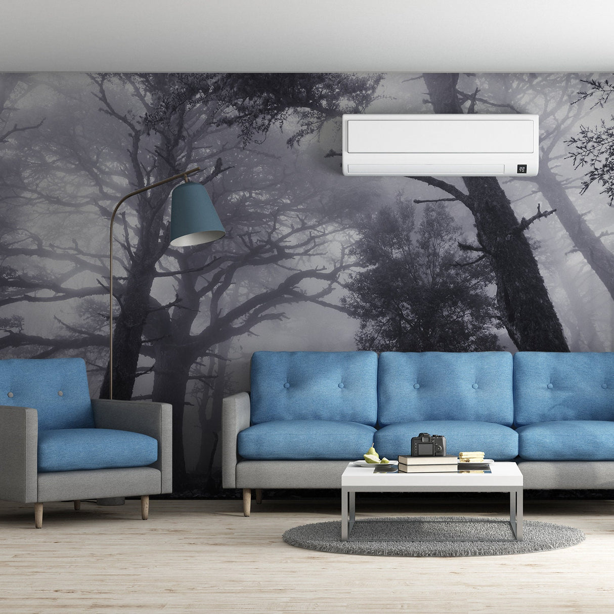 Foggy Forest Decal Wallpaper - Fog Tree Removable Wall Paper Sticker Mural Art
