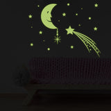 Glowing Moon with Stars Sky Sticker - Glow in the Dark Falling Star Decor Decals