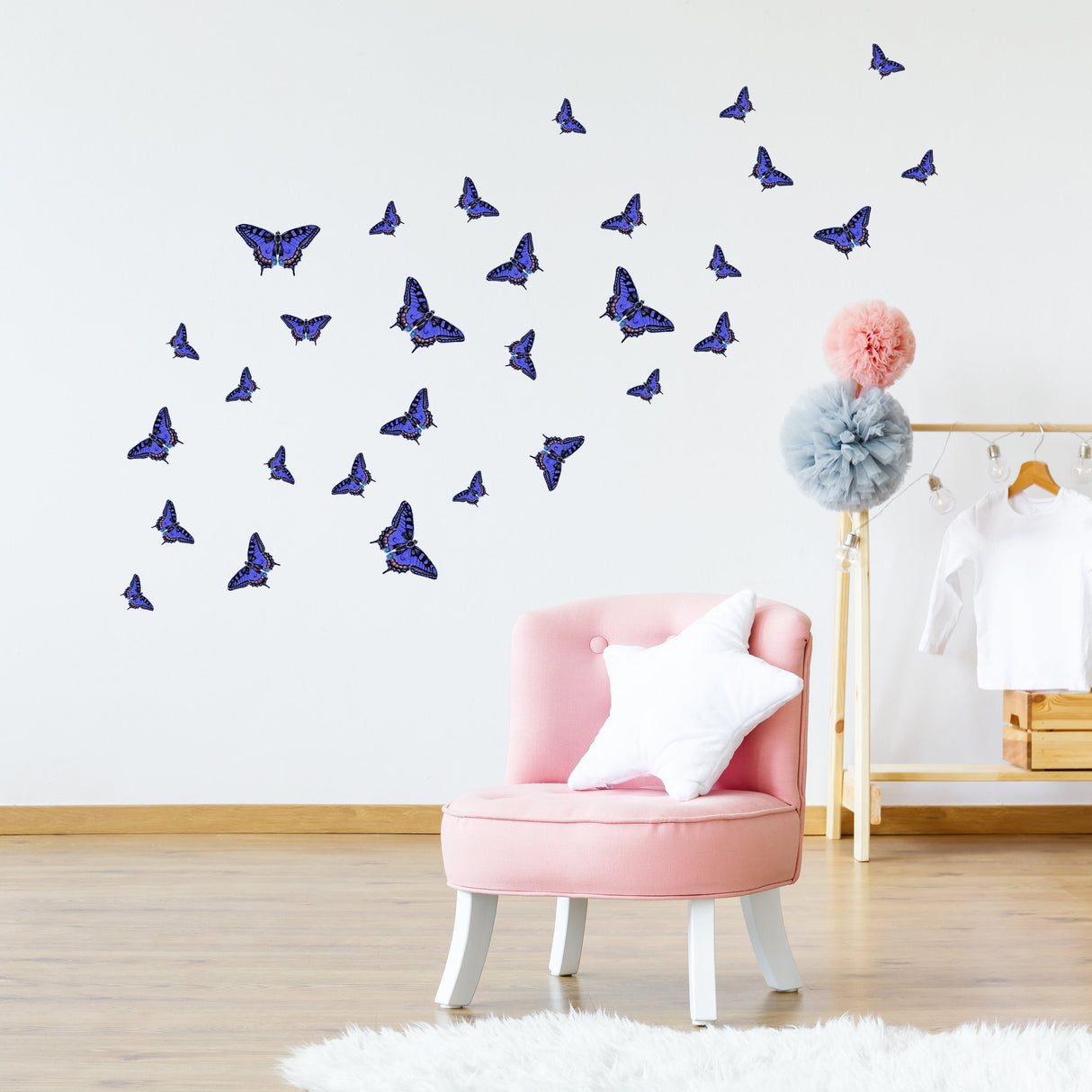 30 Butterfly Wall Decor Stickers - Art Decorations Decals For Girl Room Bedroom