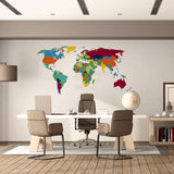 Large World Map Wall Decal - Sticker For Bedroom Playroom Boys Room Mural Decor