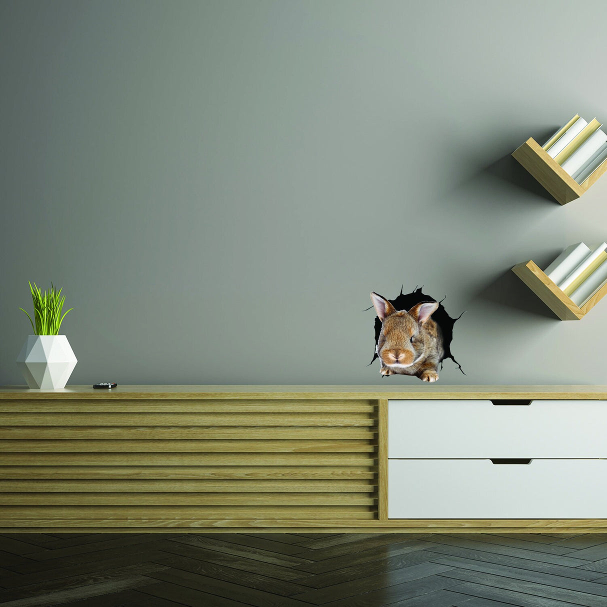 3d Rabbit Wall Decal - Easter Bunny Kid Design Sticker