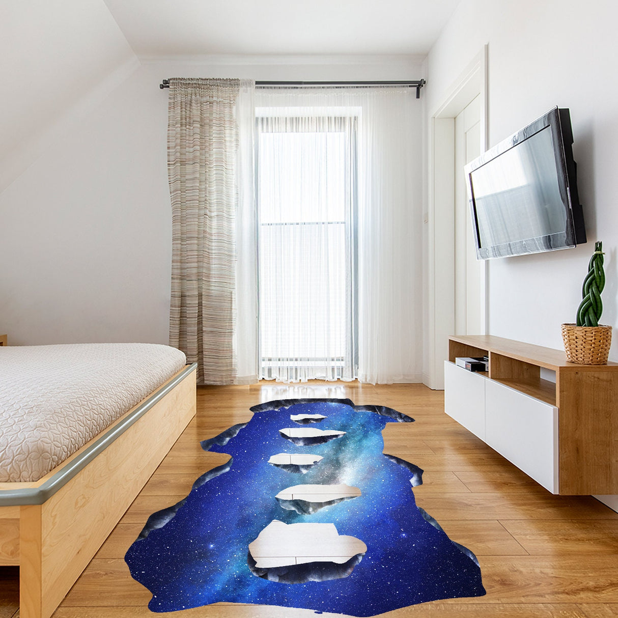 3d Space Bridge Floor Vinyl Decal - Bathroom Living Room Flooring Galaxy Decals Stick Peel Decor Stickers Decoration Kids Classroom Sticker