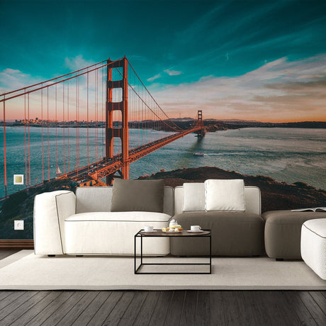California Golden Gate Bridge Wallpaper Sticker - Wall Cover Art San Francisco Vinyl Print Room Decal