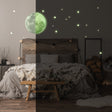 Glow In The Dark Full Moon And Star Wall Sticker - Bedroom Ceiling Decoration Large Glowing Decal