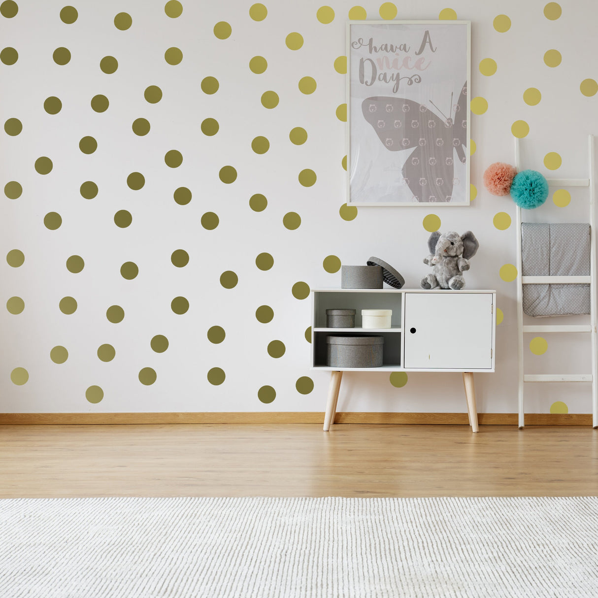 Circle Wall Stickers - Gold 2 Inches Round Dot Labels