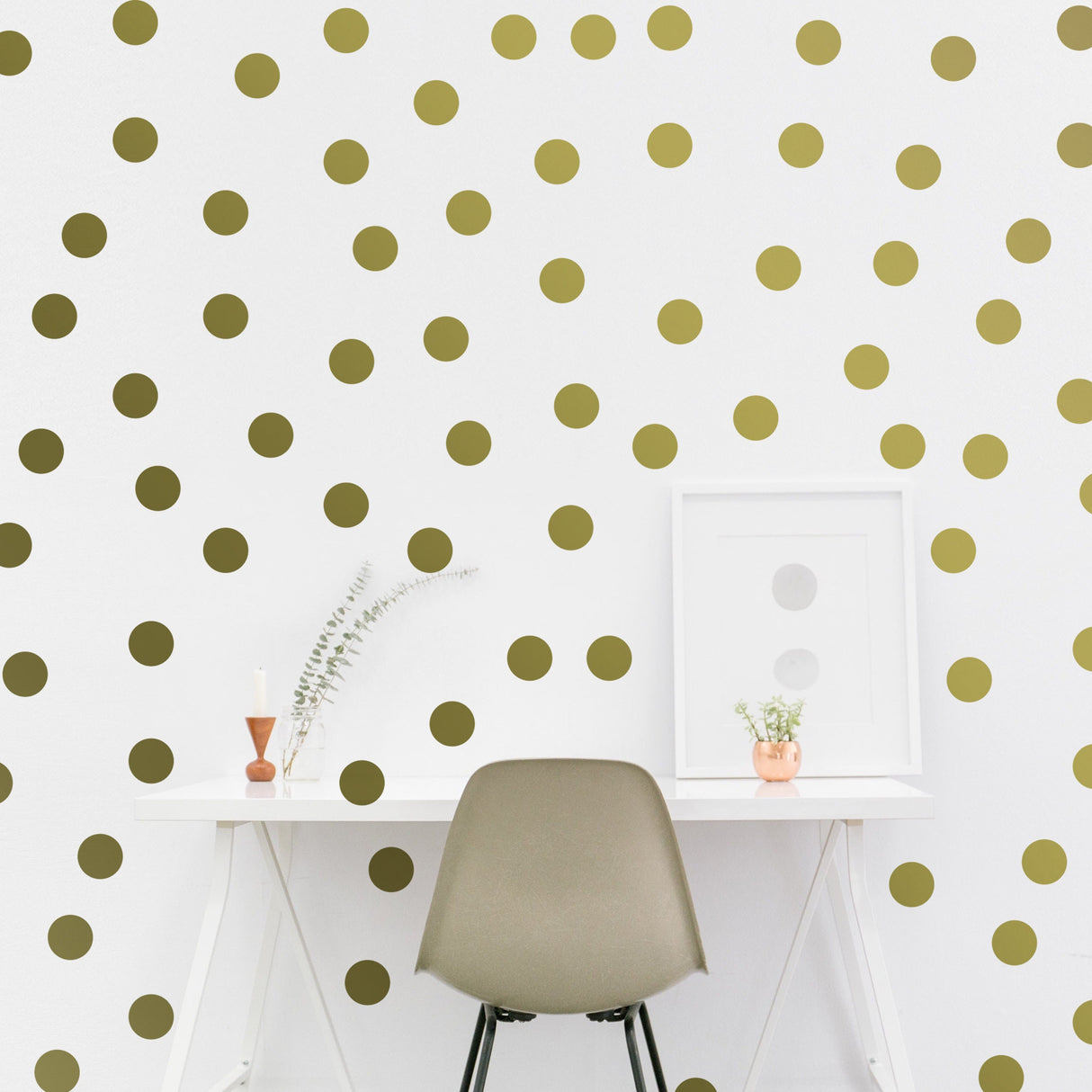 Circle Wall Stickers - Gold 2 Inches Round Dot Labels