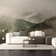 Foggy Forest Wallpaper Decal - Landscape Tree Wall Paper Mural Self Peel And Stick Sticker