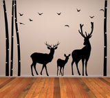 Deer Wildlife Wall Decal - Birch Tree Forest Moose Vinyl Sticker For Nursery Baby Kid Room Decor