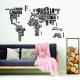 World Map Wall Decal - Large Vinyl Sticker Of The Giant Travel Globe For Bedroom Living Room Decor