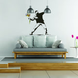 Banksy Flower Thrower Wall Decal - Street Art Graffiti Vinyl Decor Sticker