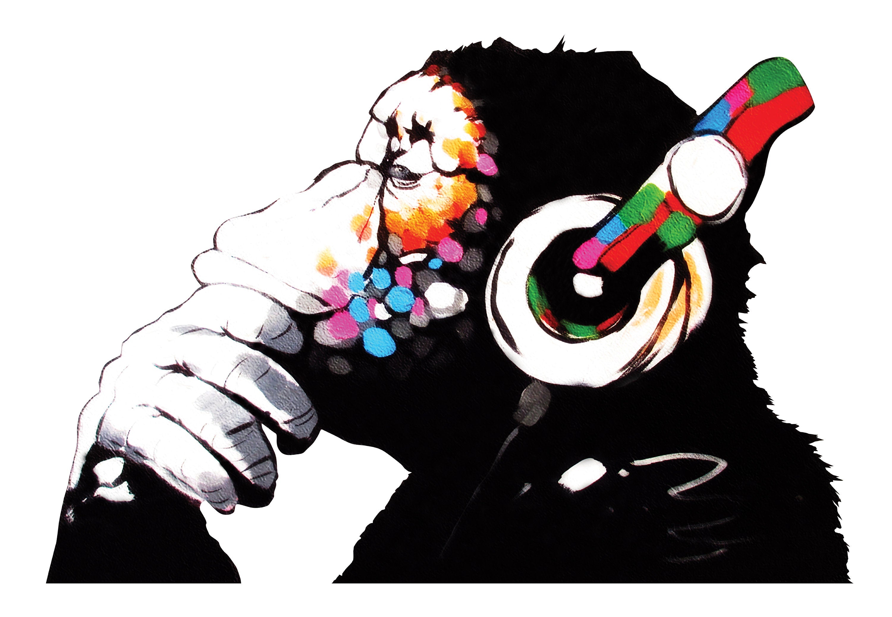 Banksy Stickers Monkey Headphones Wall Decal