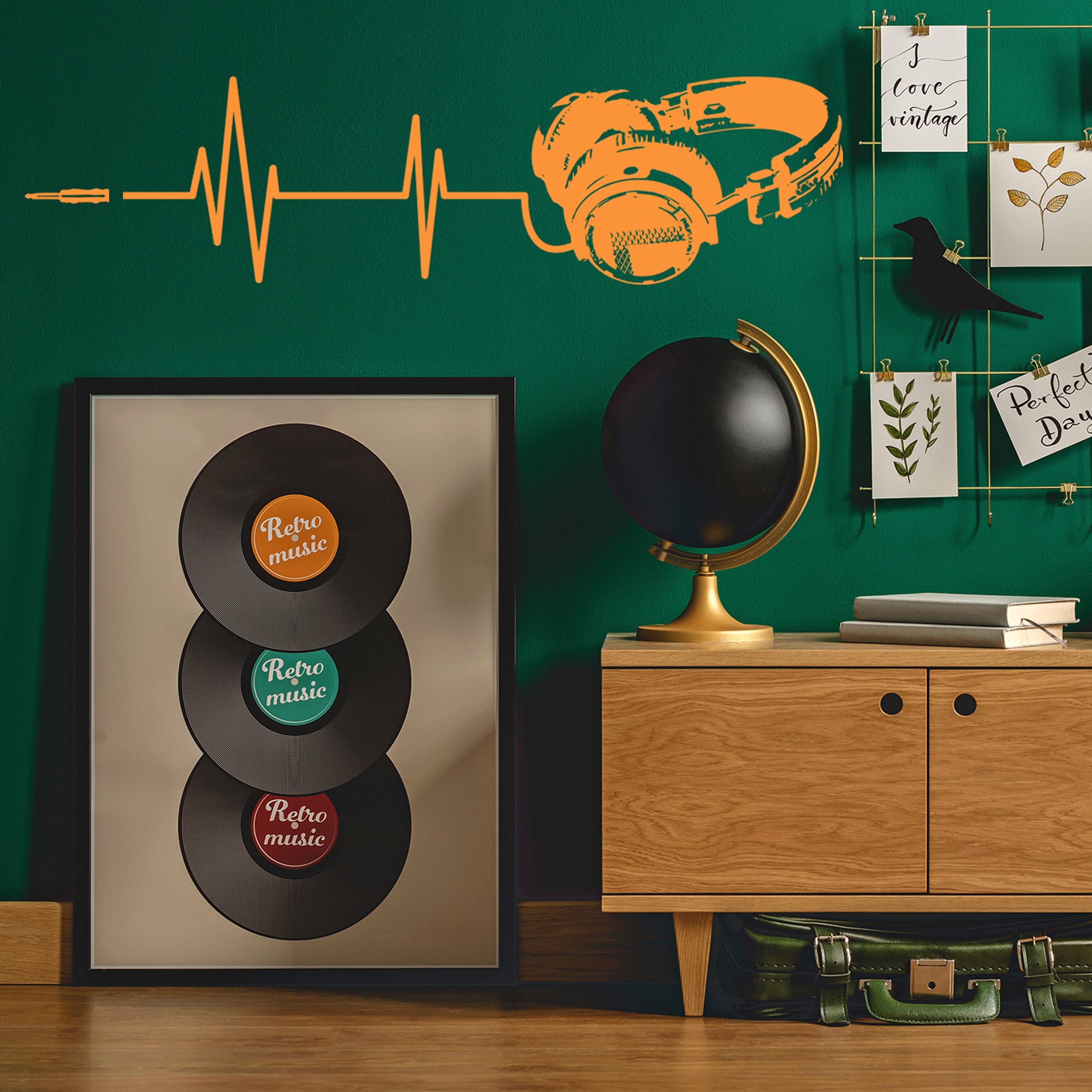 Headphone Vinyl Wall Sticker Music Art DJ Decal - Thumbnail 2