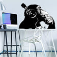 Banksy Monkey With Headphones Wall Sticker - Large Bansky Thinking Dj Chimp Vinyl Decal