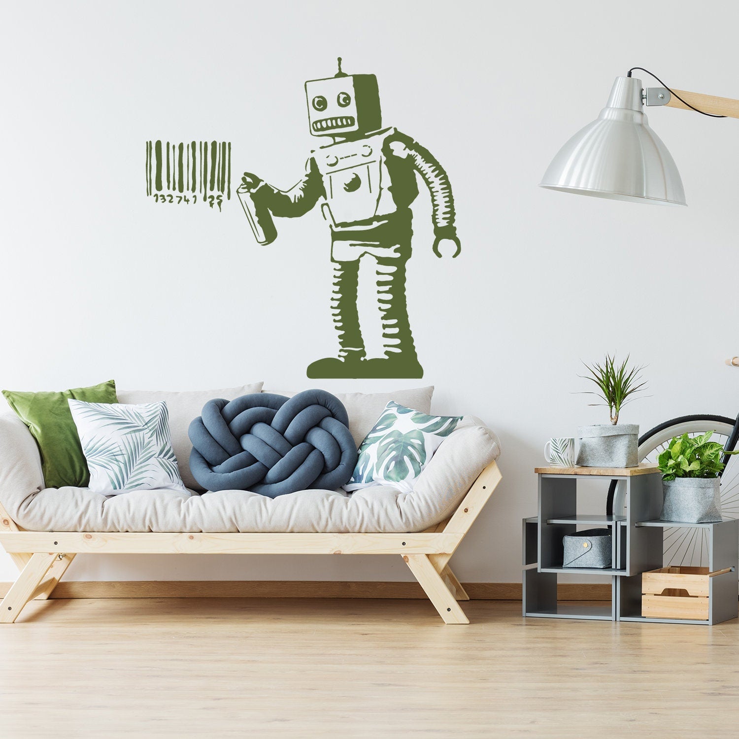 Banksy Barcode Robot Wall Vinyl Sticker - Thumbnail 2