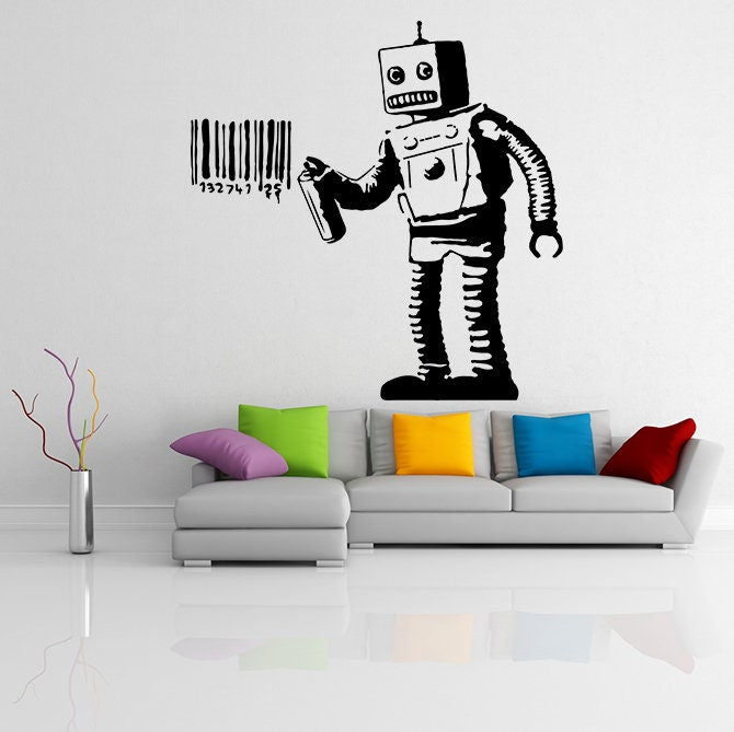 Banksy Barcode Robot Wall Vinyl Sticker