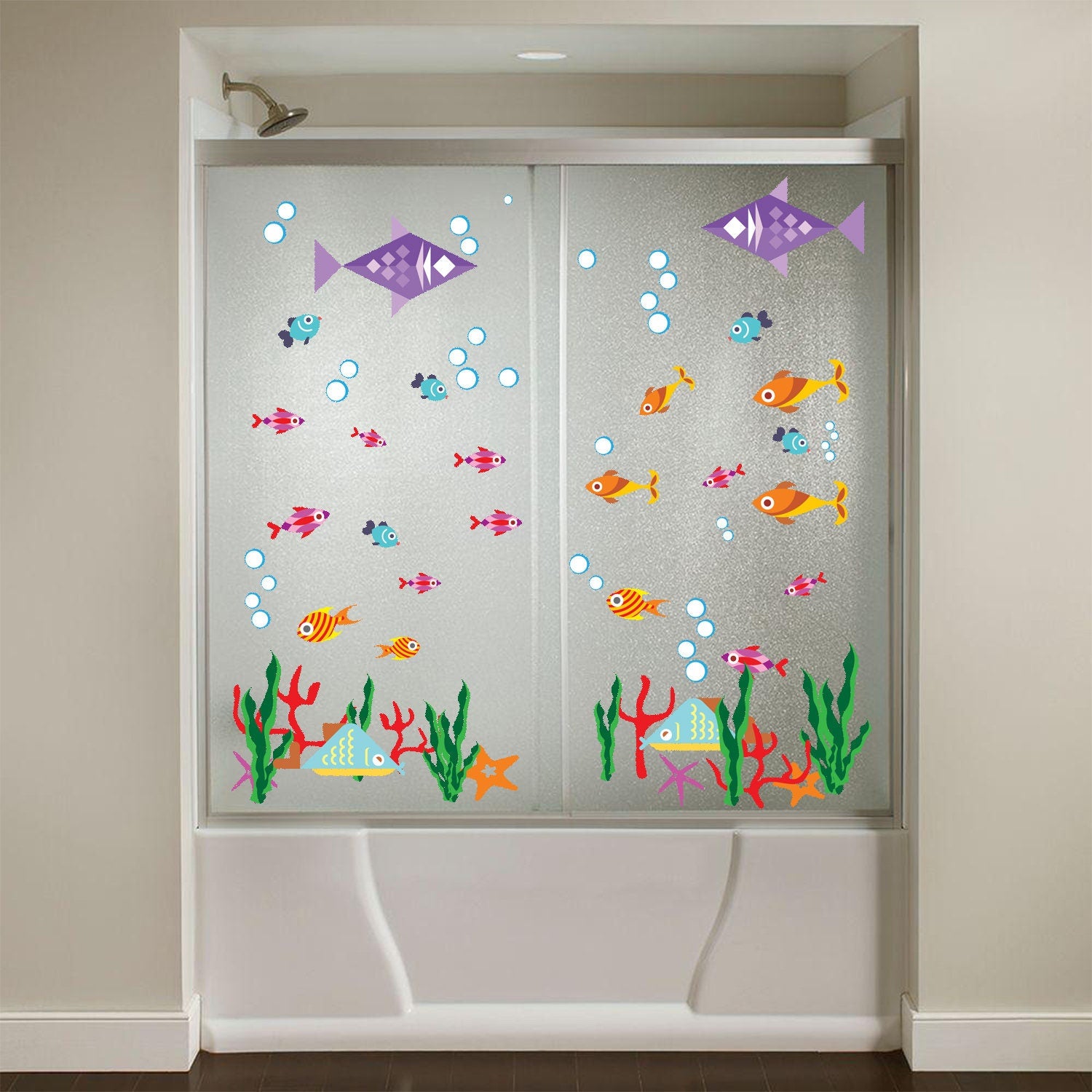 Bathroom Wall Decal - Ocean Animal Fish Decor Sticker - Thumbnail 2