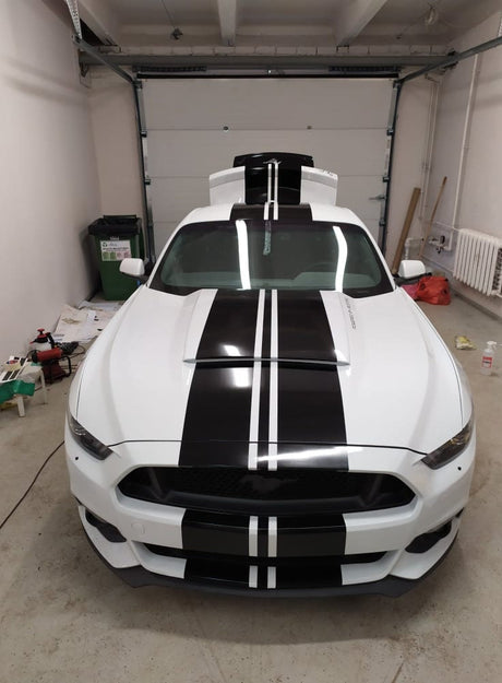 Custom vehicle vinyl decal displayed on a car body panel.