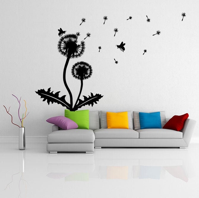 Dandelion Wall Decor Decal - Large Flower Vinyl Art Sticker For Bedroom Living Room Bathroom
