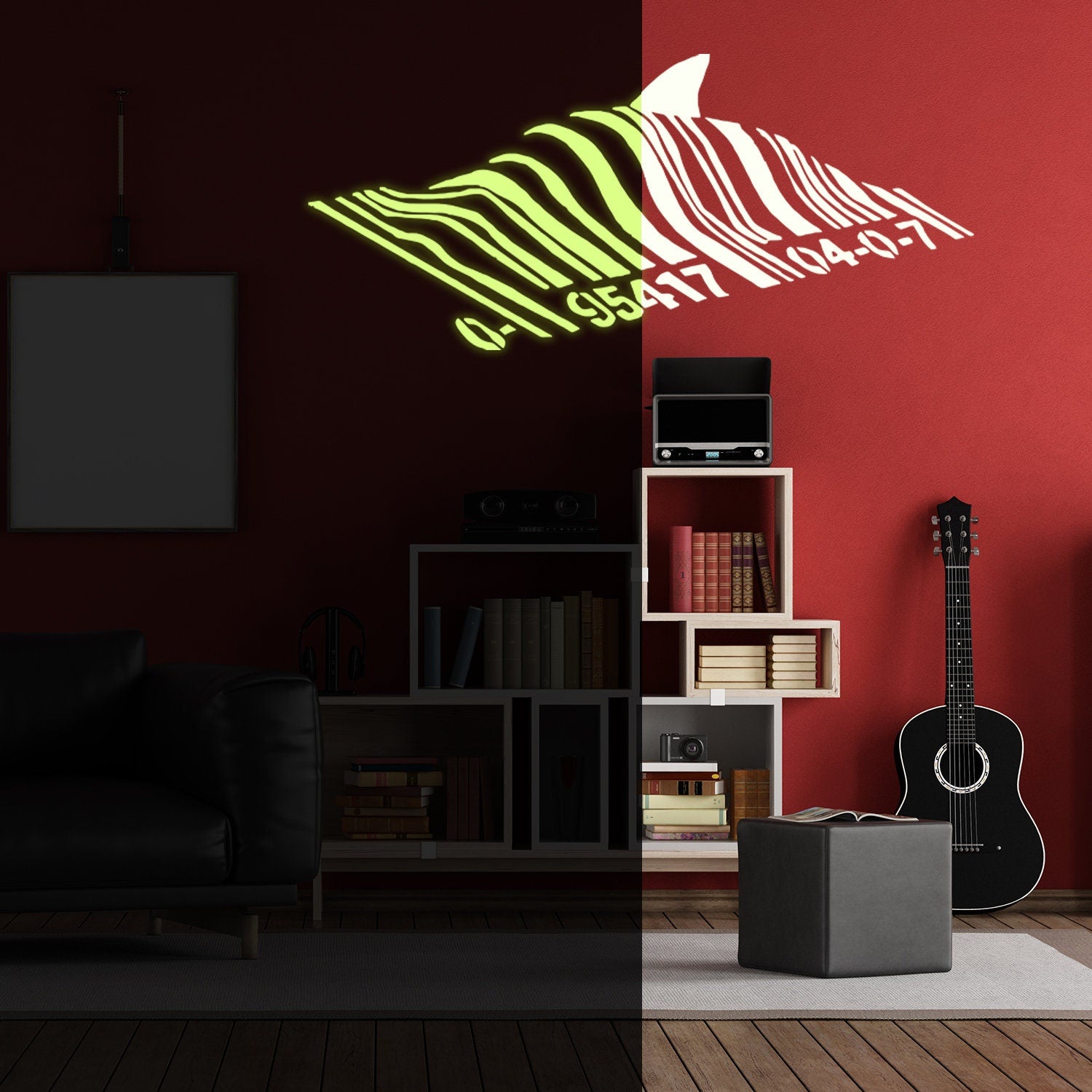 Banksy Barcode Shark Wall Vinyl Sticker - Thumbnail 3