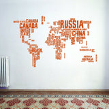 World Map Wall Decal - Large Vinyl Sticker Of The Giant Travel Globe For Bedroom Living Room Decor