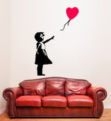 Banksy Girl With The Red Balloon Wall Decal - Bansky Street Art Graffiti Air Ballon Vinyl Sticker For Wall