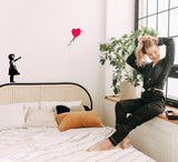 Banksy Girl With The Red Balloon Wall Decal - Bansky Street Art Graffiti Air Ballon Vinyl Sticker For Wall