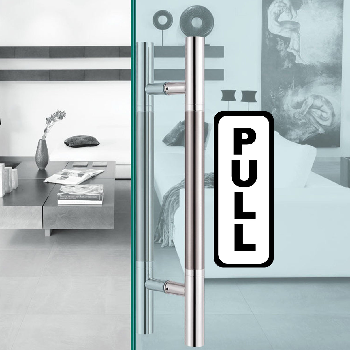 4x Push Pull Door Vertical Sticker Sign For To Open And Close - Waterproof Store Glass Vinyl Decal