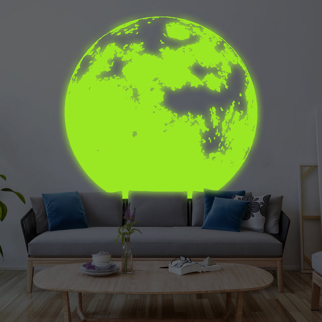 Glow In The Dark Moon Wall Sticker - Glowing Ceiling Decal For Kid Room Bedroom The Light Decor