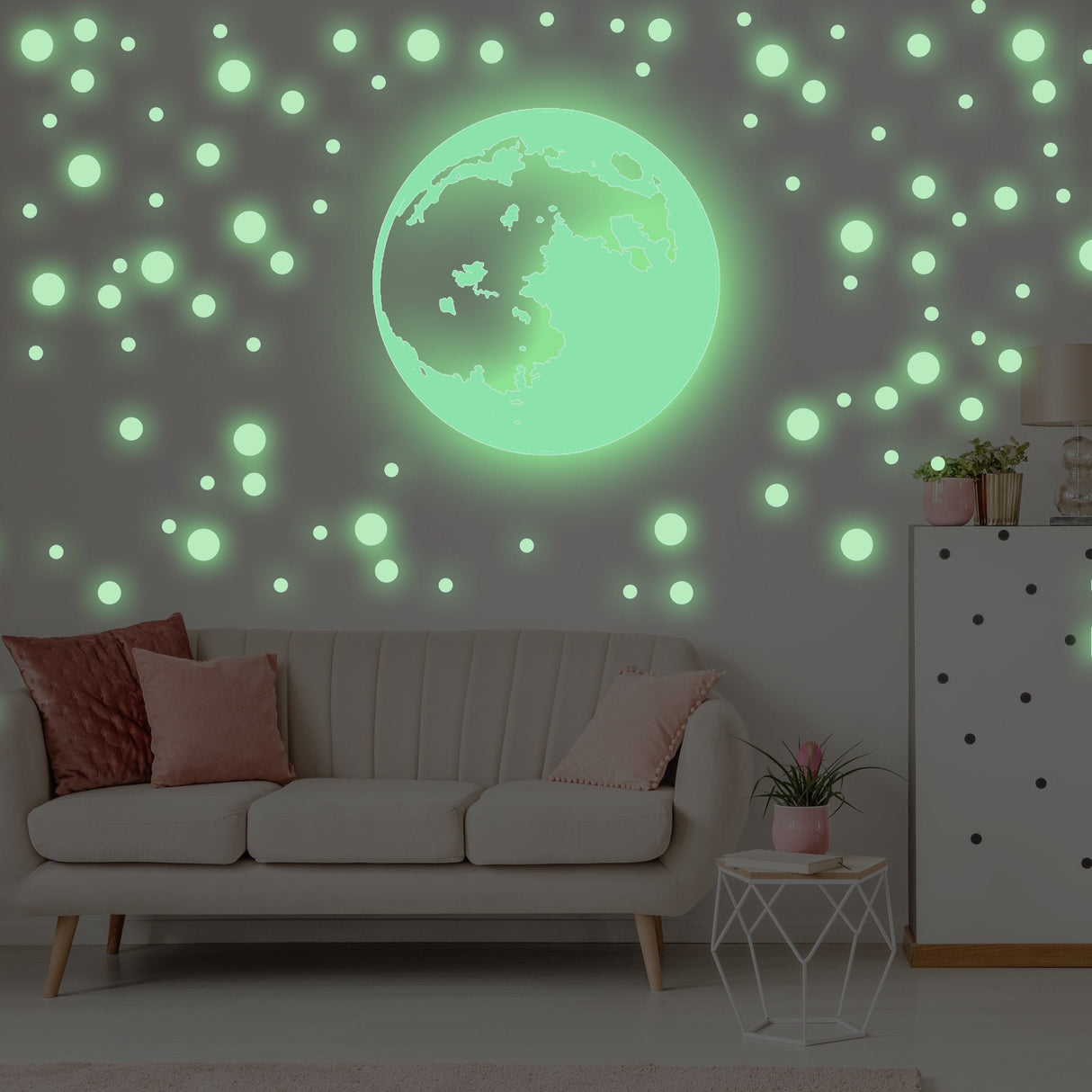Glow In The Dark Moon Stars Wall Sticker - Glowing Ceiling Decal For Kid Room Bedroom The Light Decor