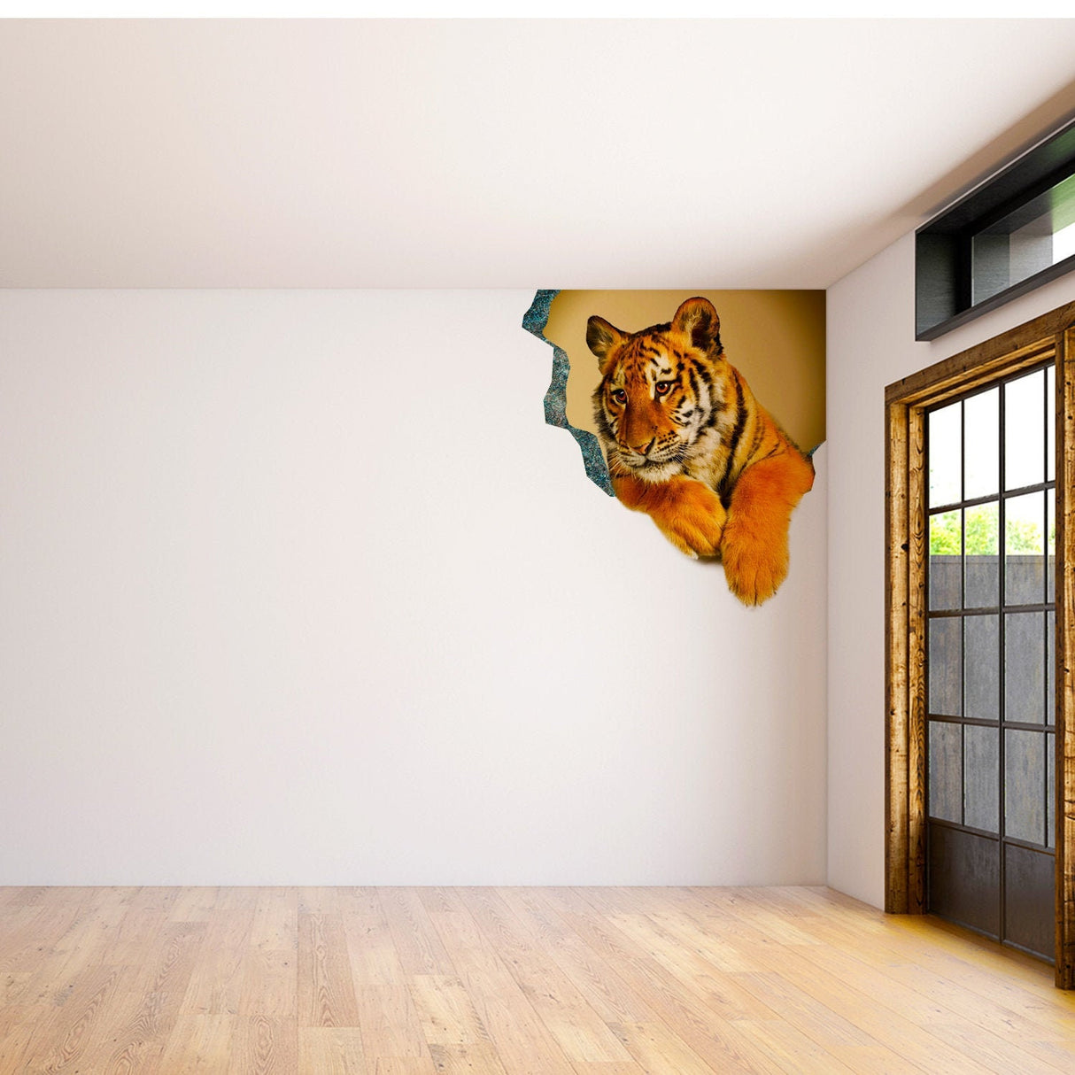 3d Tiger Sticker - Tiger Porthole Decoration Wall Decal For Bedroom