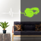Glow In Dark Headphone Vinyl Wall Sticker - Night Light Music Art Dj Decal