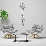 Personalized Birth Flower Name Sticker - Custom Birthday Month Floral Vinyl Wall Decal