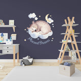 Sleeping Animal Nursery Wall Sticker - Sweet Dreams Cloud Kid Baby Room Decor Decal