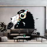 Lion in Headphones Stickers - Inspired by Banksy Graffiti Wall Decal