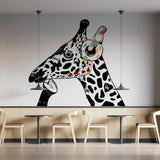 Giraffe Wall Art Sticker - Thinking Dj Giraffes Head Headphones Vinyl Decal