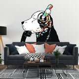 Dog Wall Art Sticker - Thinking Dj Puppy Head Headphones Vinyl Decal