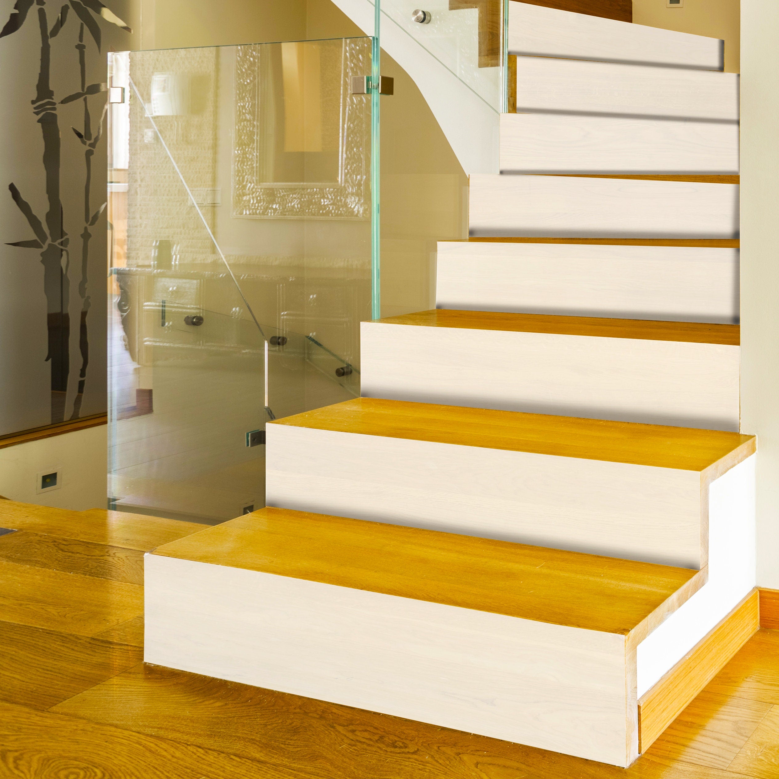 White Self-adhesive Stairs Risers Stickers - Thumbnail 4