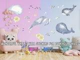Sea Whales Wall Sticker For Kids Room Decor - Fish Theme Baby Boy Nursery Decal