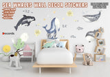 Sea Whales Wall Sticker For Kids Room Decor - The Under Ocean Life Baby Boy Nursery Decal