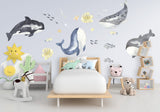Sea Whales Wall Sticker For Kids Room Decor - The Under Ocean Life Baby Boy Nursery Decal