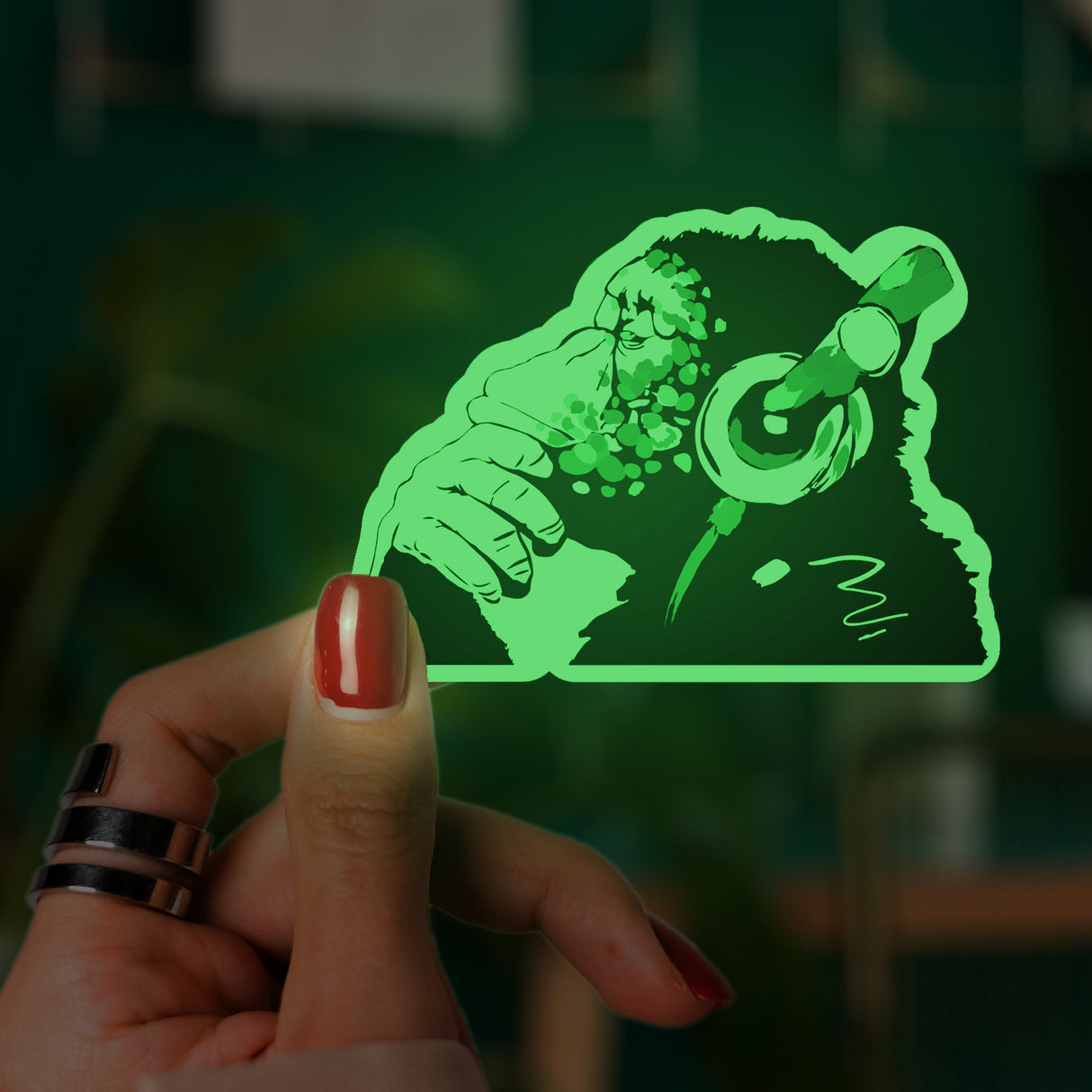 Glow in the Dark Monkey Laptop Vinyl Sticker - Glowing Music Decal For Macbook