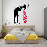 Banksy Love Sick Girl With Hearts Wall Decal - Urban Street Art Graffiti Lovesick Vinyl Sticker