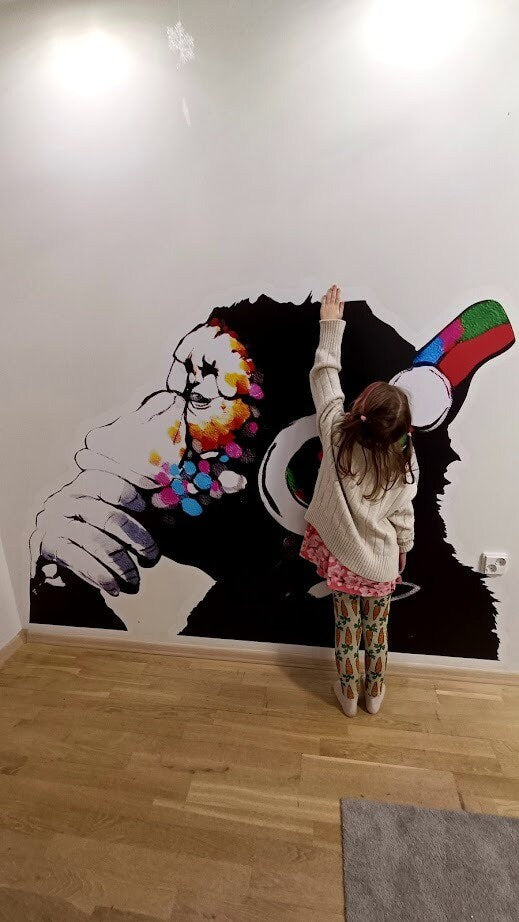 Banksy Thinking Monkey Sticker - Urban Wall Art – Decords