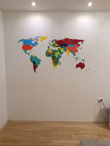 World Map Wall Sticker For Home Decor - Large Realistic Travel Atlas Decal Decoration