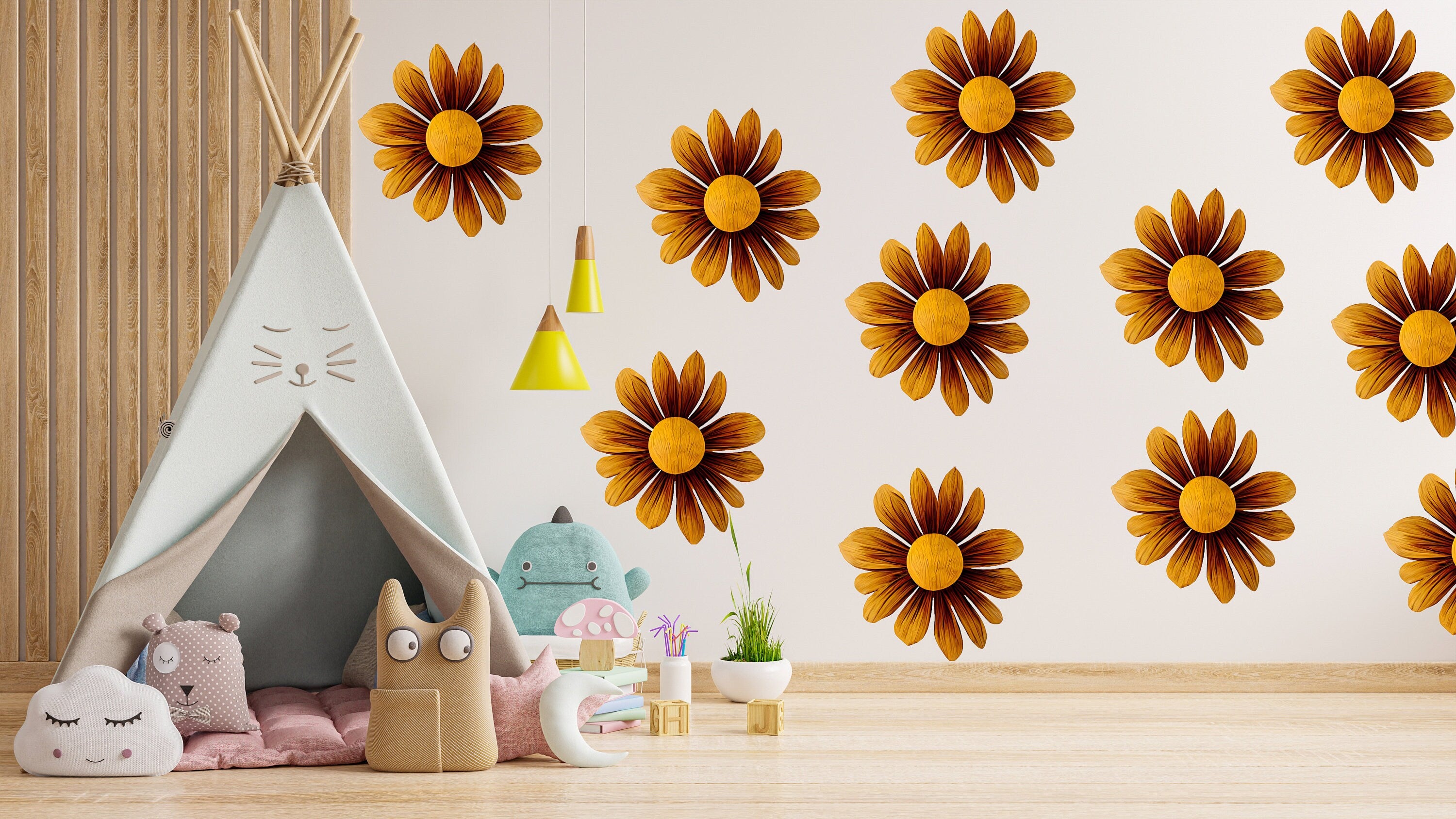 24x Boho Daisy Wall Stickers - Thumbnail 4