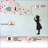 Heart Bubbles Girl Wall Sticker - Street Art Graffiti Love Vinyl Decal