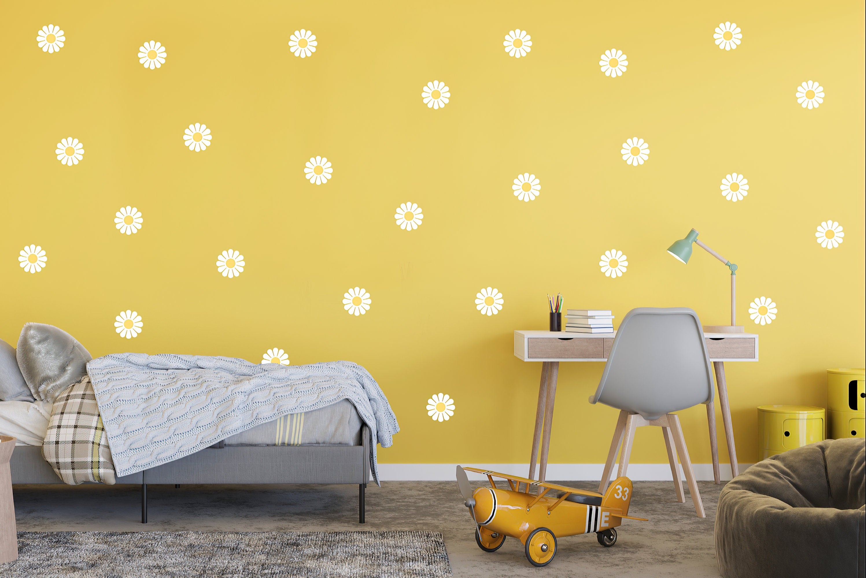 24x Daisy Flowers Wall Stickers