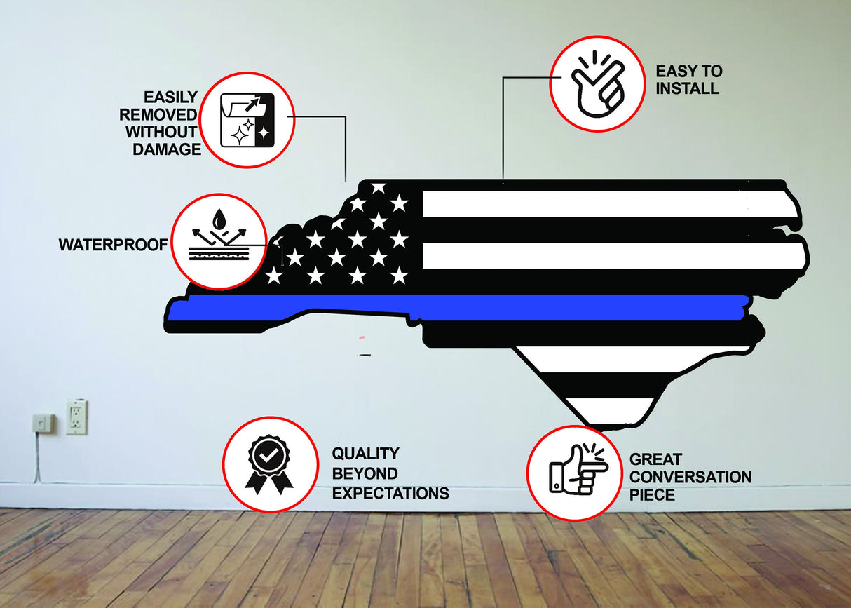 North Carolina Sticker - Removable Vinyl Wall Stickers