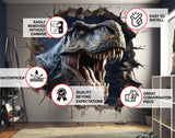 3D Dinosaurs Art Wall Sticker - Vinyl Decor with Broken Illusion Effect