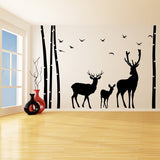 Deer & Moose Wildlife Wall Decal - Birch Tree Forest Vinyl Sticker, Perfect for Nursery and Kids Room